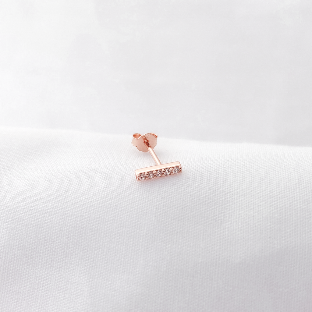 Linear Sparkle Stud in Rose Gold