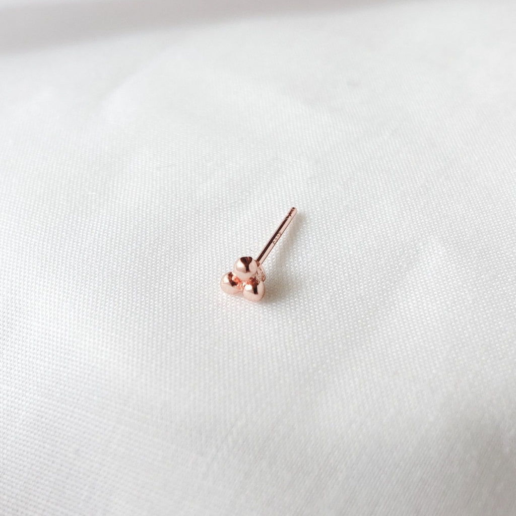 Trilogy Tiny Ball Beaded Stud in Rose Gold